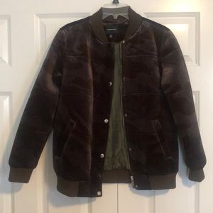Camo velvet oversized bomber